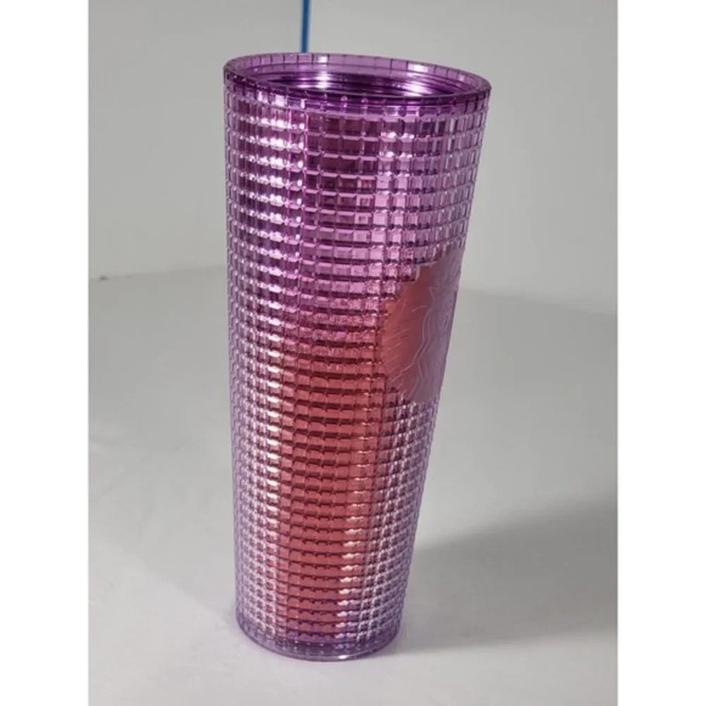 Starbucks Pink Purple Iridescent Grid Venti 24 oz. Cold Tumbler No straw/lid NWT